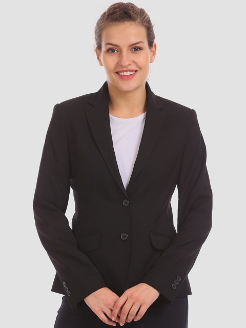 Arrow Woman Black Solid Single-Breasted Casual Blazer