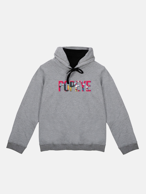 

Popeye Boys Grey Printed Hooded Sweatshirt With Attached Face Covering