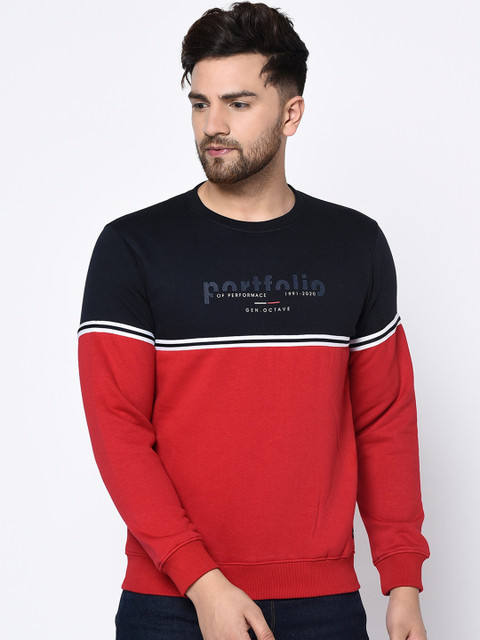 

Octave Men Red & Black Colourblocked Sweatshirt