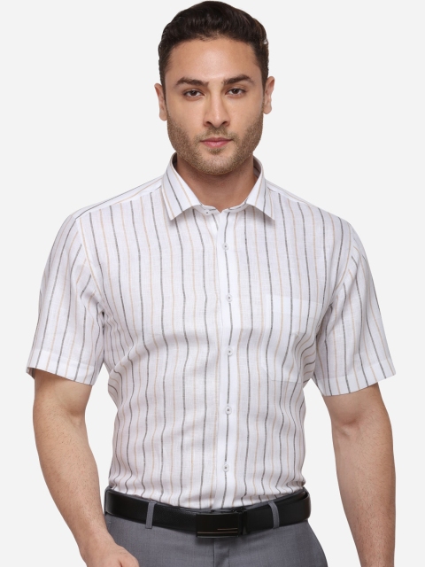 

JADE BLUE Men White Regular Fit Striped Formal Shirt