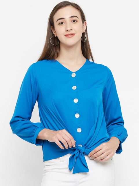 

109F Women Blue Solid Top