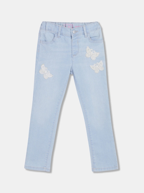 

The Childrens Place Girls Blue & Off-White Mid-Rise Mildly Distressed Jeans