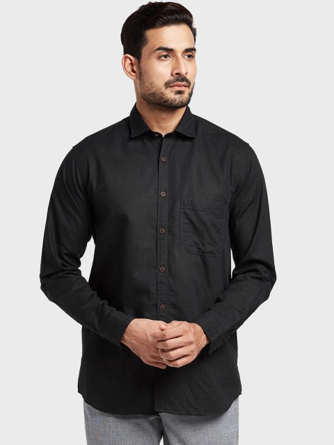 

ColorPlus Men Black Tailored Fit Solid Casual Shirt
