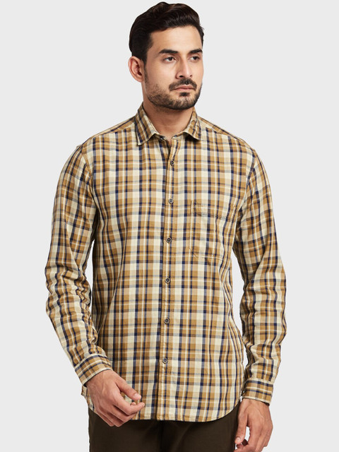 

ColorPlus Men Brown Tailored Fit Checked Casual Shirt