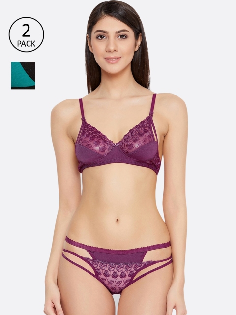 

ALIZA Women Pack of 2 Lingerie Set 30.R_GRN.PUR_331497, Purple