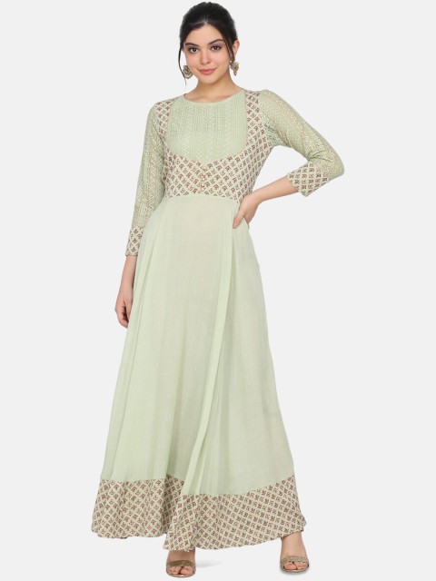 

Ojjasvi Women Green Printed Maxi Dress