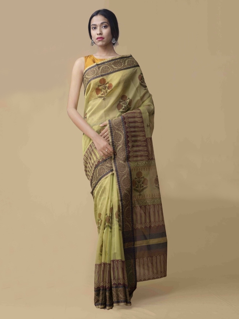

Unnati Silks Green Printed Supernet Saree