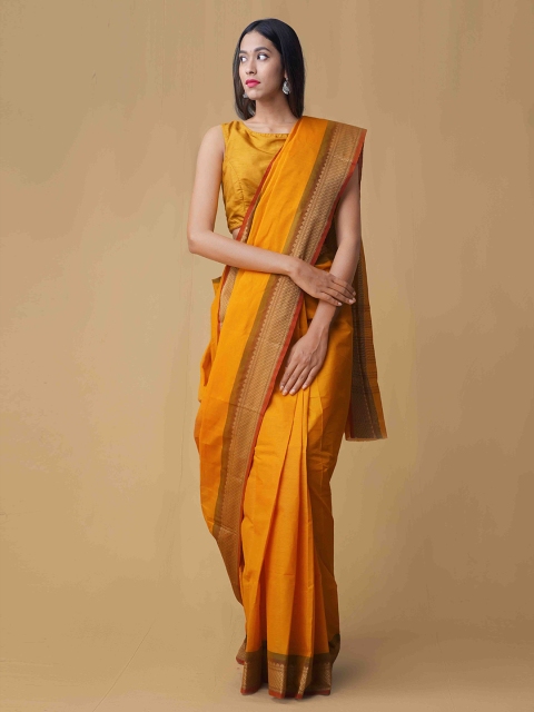 

Unnati Silks Orange Woven Design Pure Cotton Saree