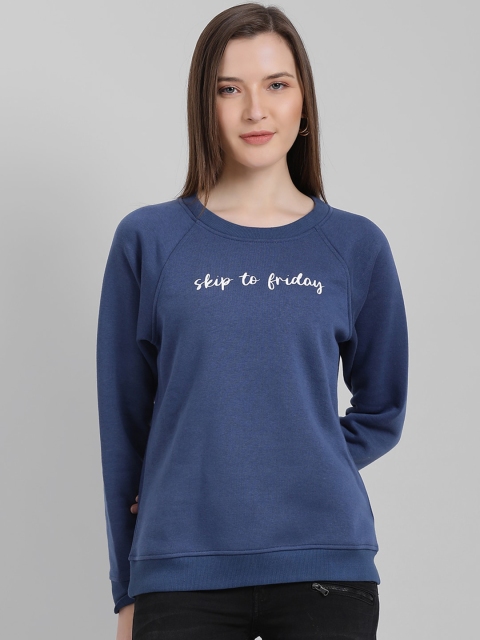 

Zink London Women Navy Blue Printed Sweatshirt