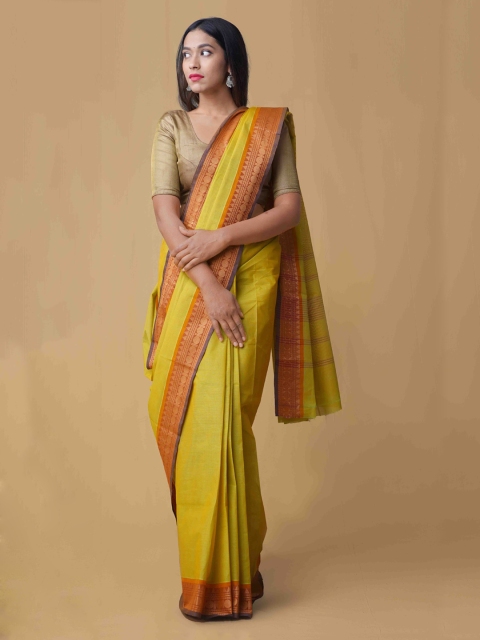 

Unnati Silks Green Woven Design Pure Uppada Cotton Saree