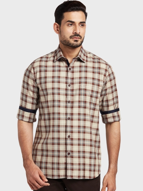 

ColorPlus Men Beige Tailored Fit Checked Casual Shirt