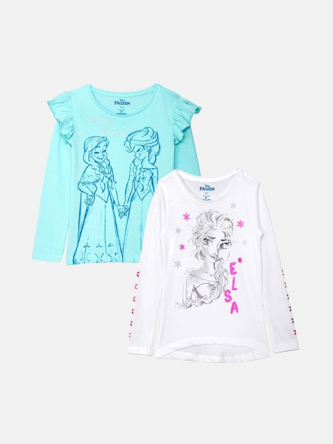 

Kids Ville Girls Pack Of 2 Printed Round Neck T-shirt, Green