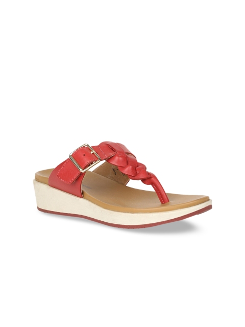 

Hush Puppies Women Red Solid Leather Sandals