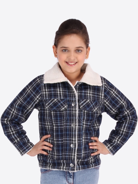 

CUTECUMBER Girls Blue Checked Winter Coat