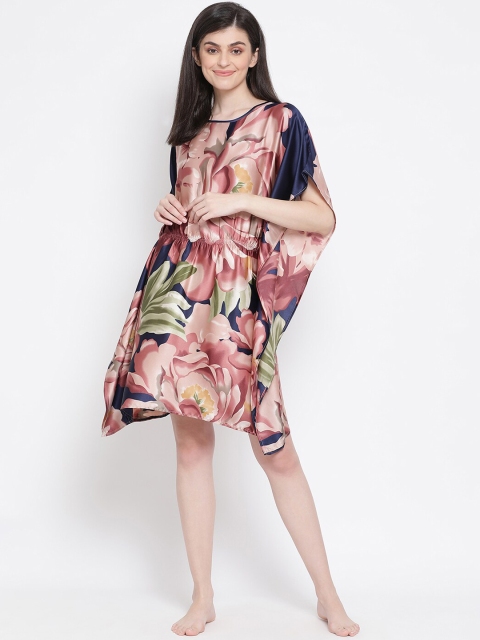 

Clovia Women Red and Blue Printed Short Kaftan Nightdress