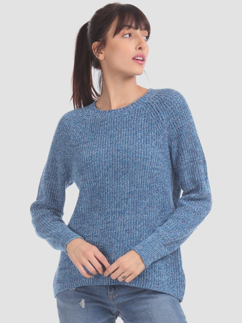 

GAP Women Blue Solid Pullover Sweater