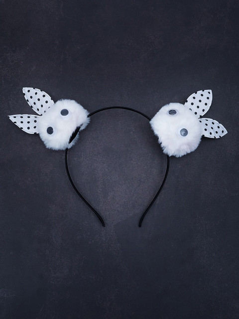 

Golden Peacock White Fur Rabbit Hairband