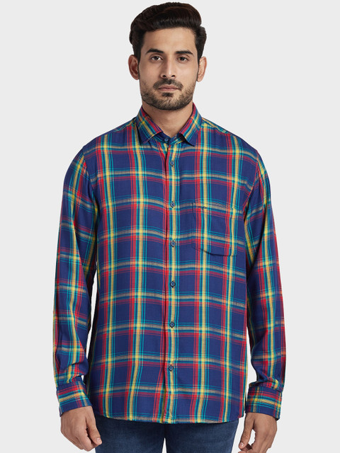 

ColorPlus Men Multicoloured Tailored Fit Checked Casual Shirt, Multi