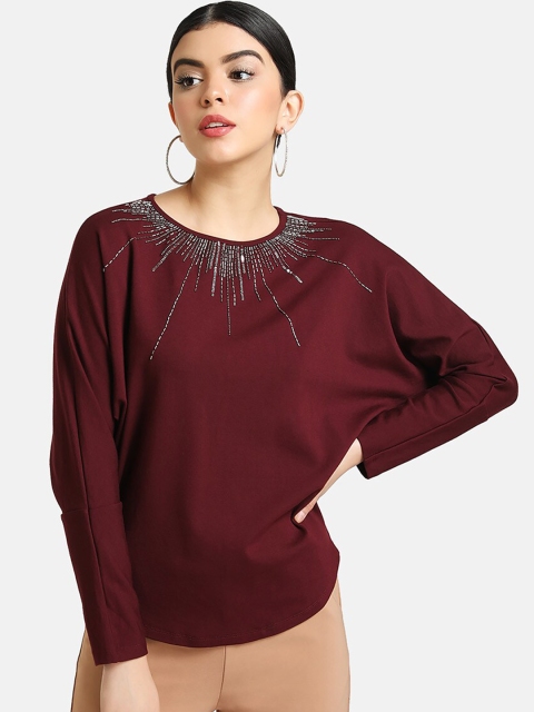 

Kazo Women Maroon Solid Pullover Sweater