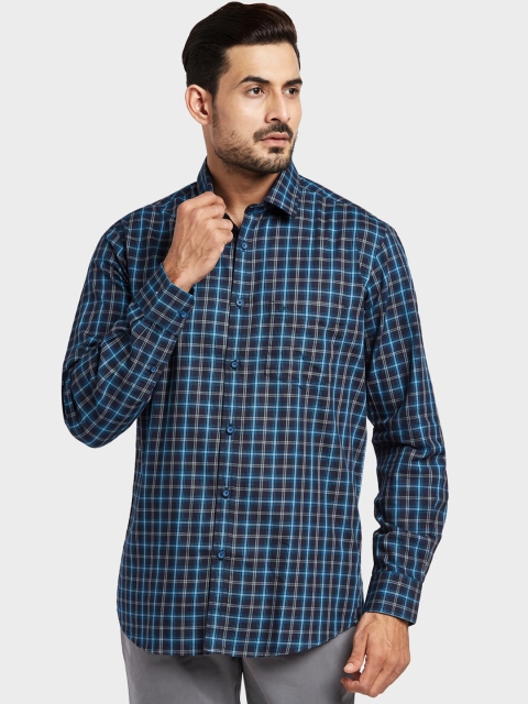 

ColorPlus Men Blue Tailored Fit Checked Casual Shirt