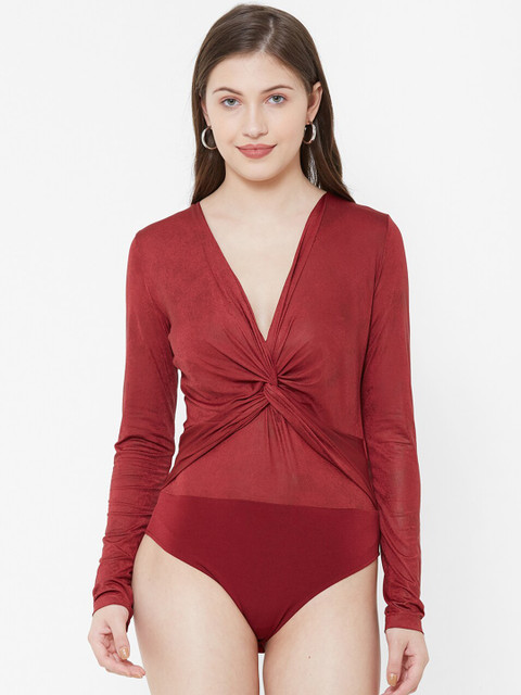 

bebe Women Red Solid Bodysuit