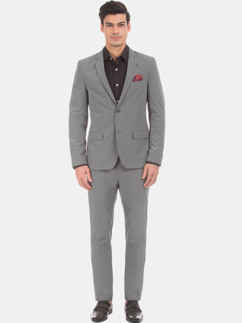 

Arrow Men Grey Checked Single-Breasted Slim-Fit Formal Suit