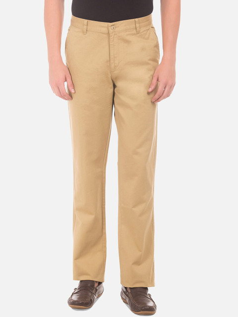 

Ruggers Men Khaki Brown Regular Fit Solid Regular Trousers