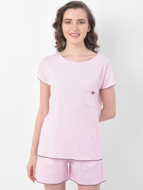 

Clovia Women Pink Solid Night Suit