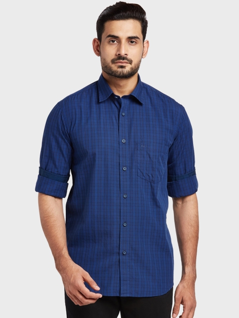 

ColorPlus Men Blue & Black Tailored Fit Checked Casual Shirt
