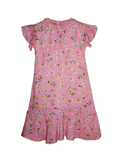 

KiddoPanti Girls Pink Printed A-Line Dress
