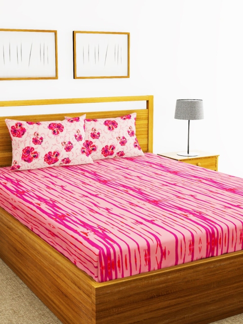 

BIANCA Peach Abstract 144 TC Double Bedsheet With 2 Pillow Covers