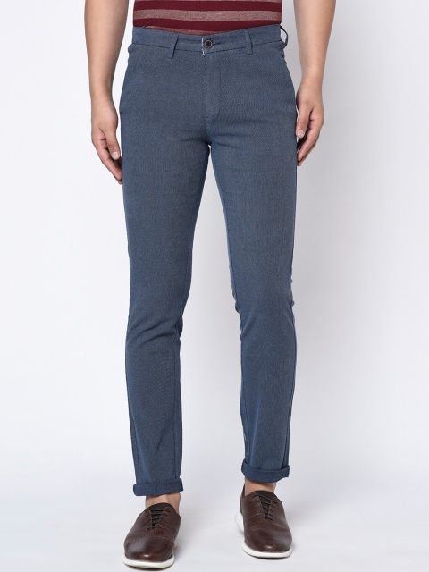 

Octave Men Navy Blue Slim Fit Solid Regular Trousers
