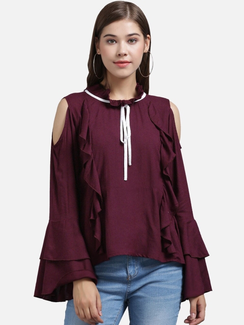 

The Dry State Women Maroon Solid Top