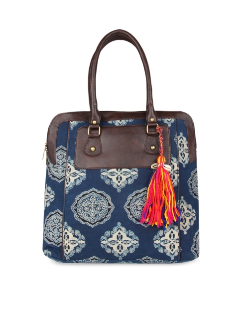 

Vivinkaa Blue Printed Handheld Bag