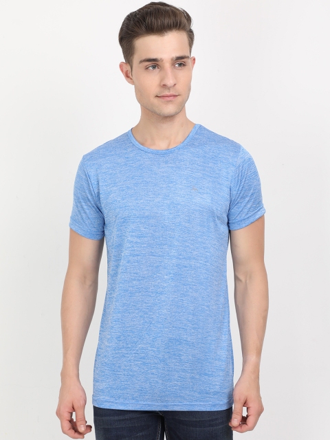 

Masculino Latino Men Turquoise Blue Solid Round Neck T-shirt