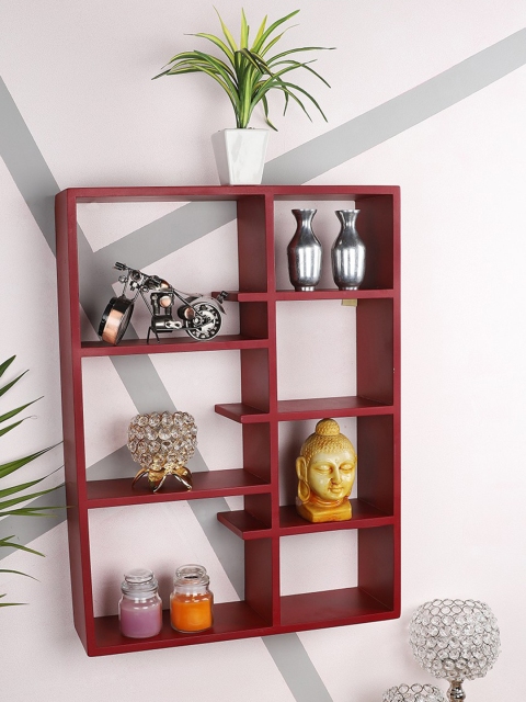 

Home Sparkle Red Handmade Multi Partition Basic Wall Shelf