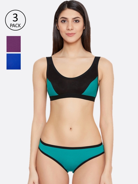 

ALIZA Women Pack of 3 Bikini Lingerie Set 30.GRN.PUR.BLU_331542, Multi