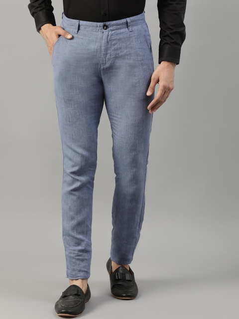 

HARSAM Men Blue Regular Fit Solid Regular Trousers