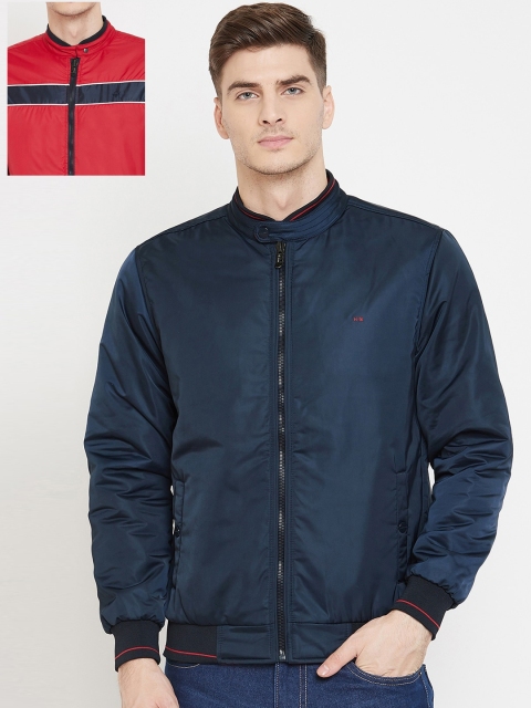 

Okane Men Navy Blue Solid Reversible Bomber