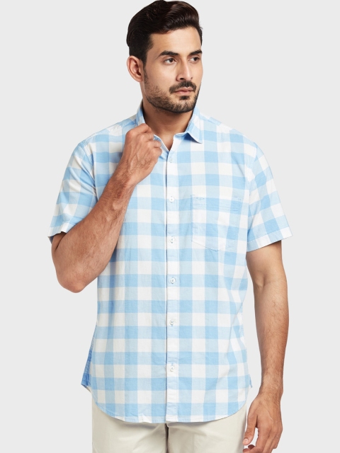 

ColorPlus Men Blue & White Tailored Fit Checked Casual Shirt