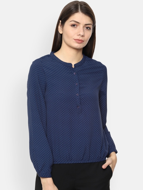 

Van Heusen Woman Women Navy Blue & Off-White Regular Fit Printed Casual Shirt