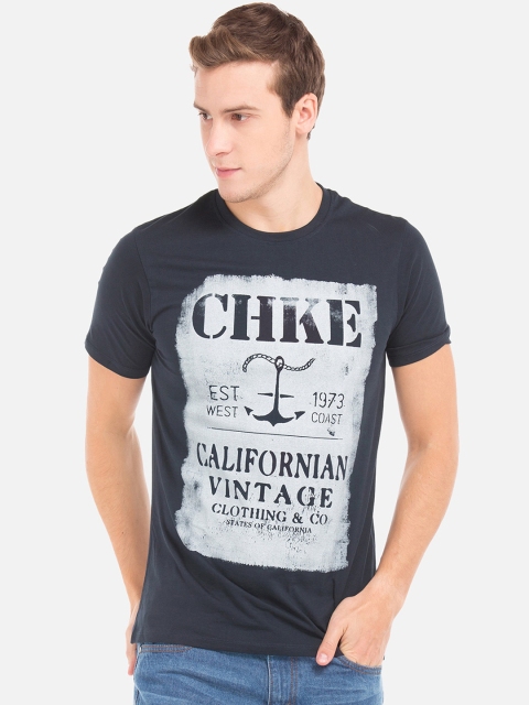 

Cherokee Men Navy Blue Printed Round Neck T-shirt