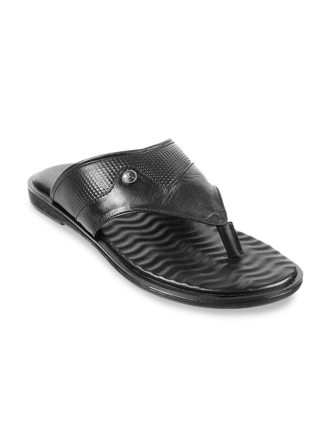 

Mochi Men Black Textured Leather Comfort Sandals
