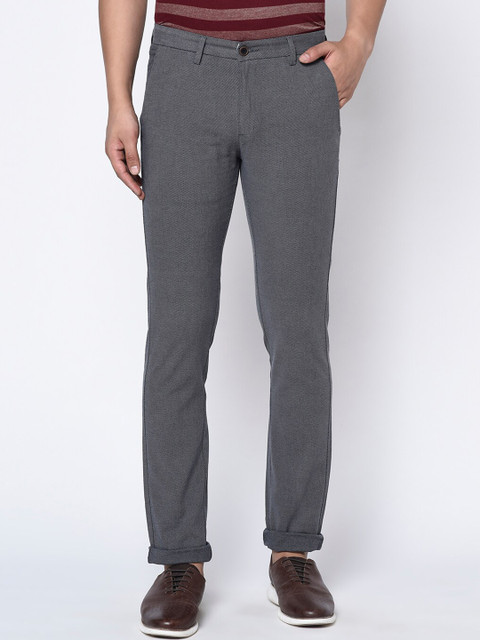 

Octave Men Grey Regular Fit Solid Regular Trousers