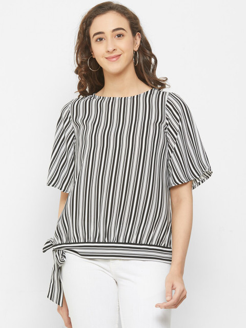 

109F Women Black Striped Top