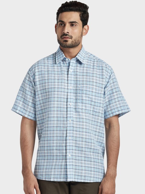 

ColorPlus Men Blue & Off-White Regular Fit Checked Casual Shirt