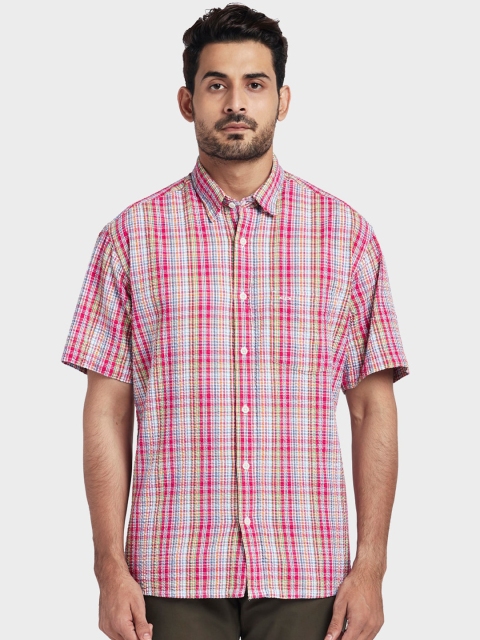 

ColorPlus Men Red & White Regular Fit Checked Casual Shirt