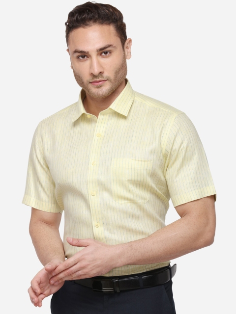 

JADE BLUE Men Yellow Regular Fit Striped Formal Shirt
