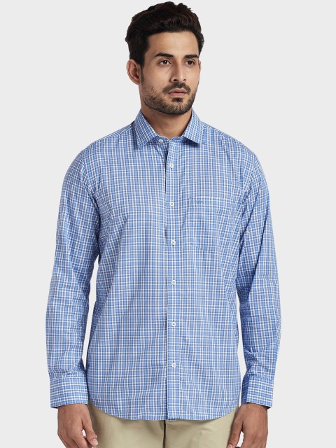 

ColorPlus Men Blue & White Tailored Fit Checked Casual Shirt