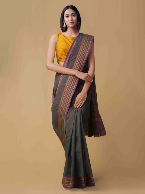 

Unnati Silks Green Handcrafted Woven Design Pure Cotton Saree